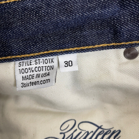 3Sixteen St-101X Slim Tapered Jeans Mens 30 Raw Denim Button Fly *NOT SELVEDGE* - Picture 11 of 11